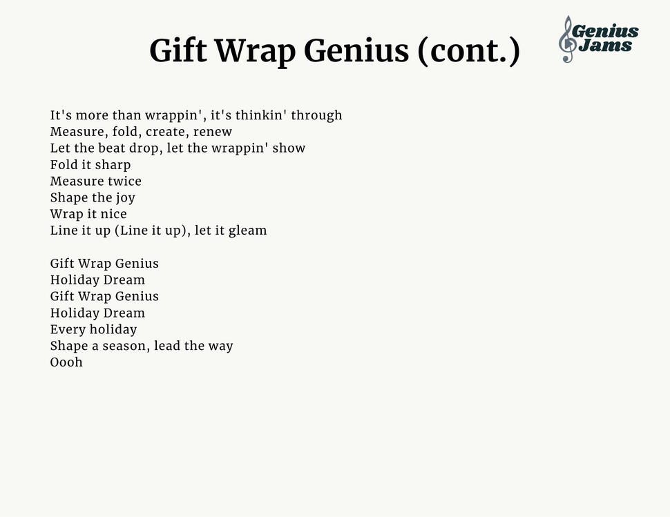 Gift Wrap Genius Lyric Sheet 2 Gift Wrap Genius Lyric Sheet 2